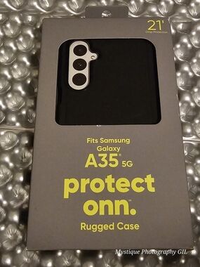 On Rugged Black Phone Case with White Camera Accent A35 5G